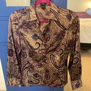 Gorgeous grey/silver paisley blouse from Ann Taylor size OP